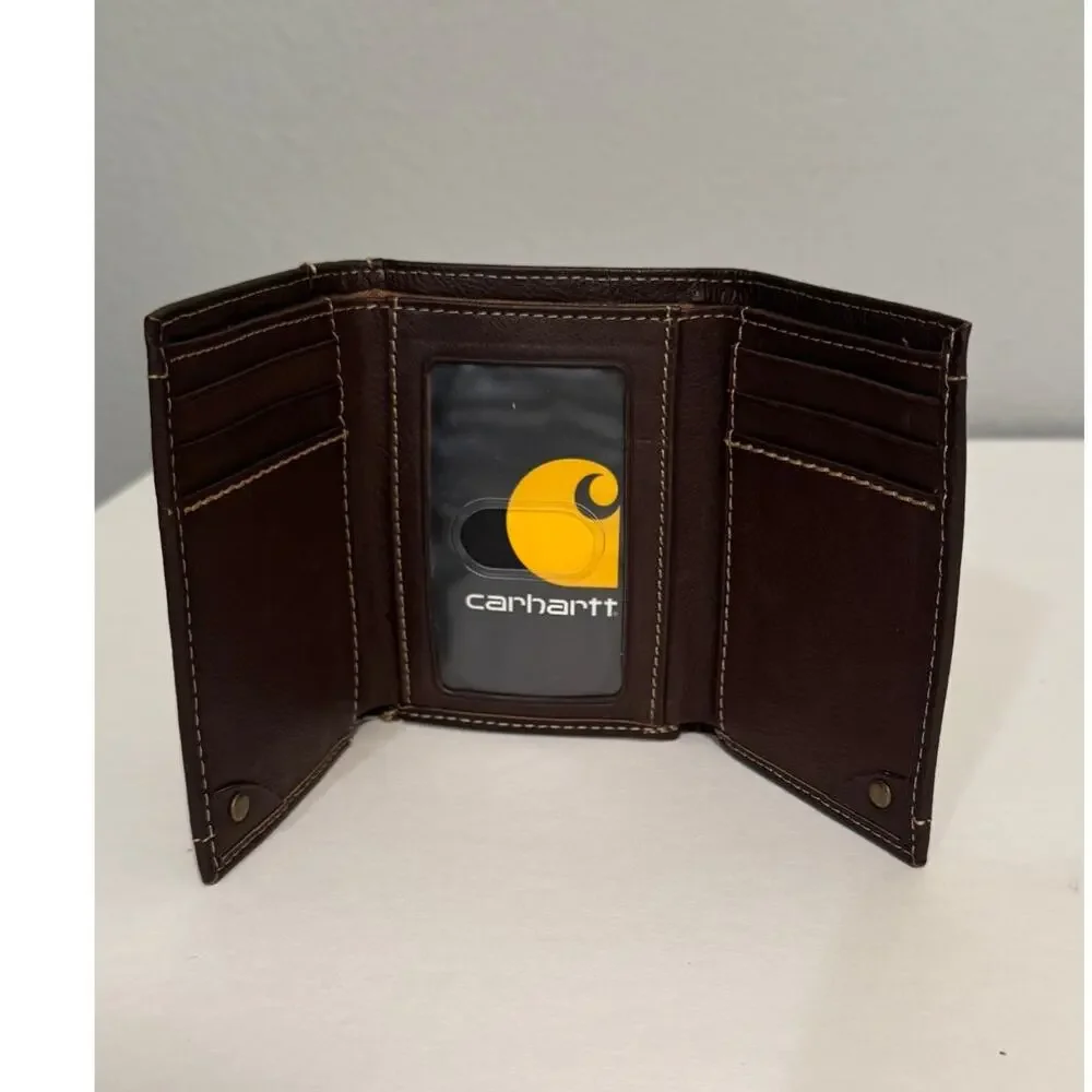 Carhartt Pebble Leather Trifold Wallet in Dark Brown